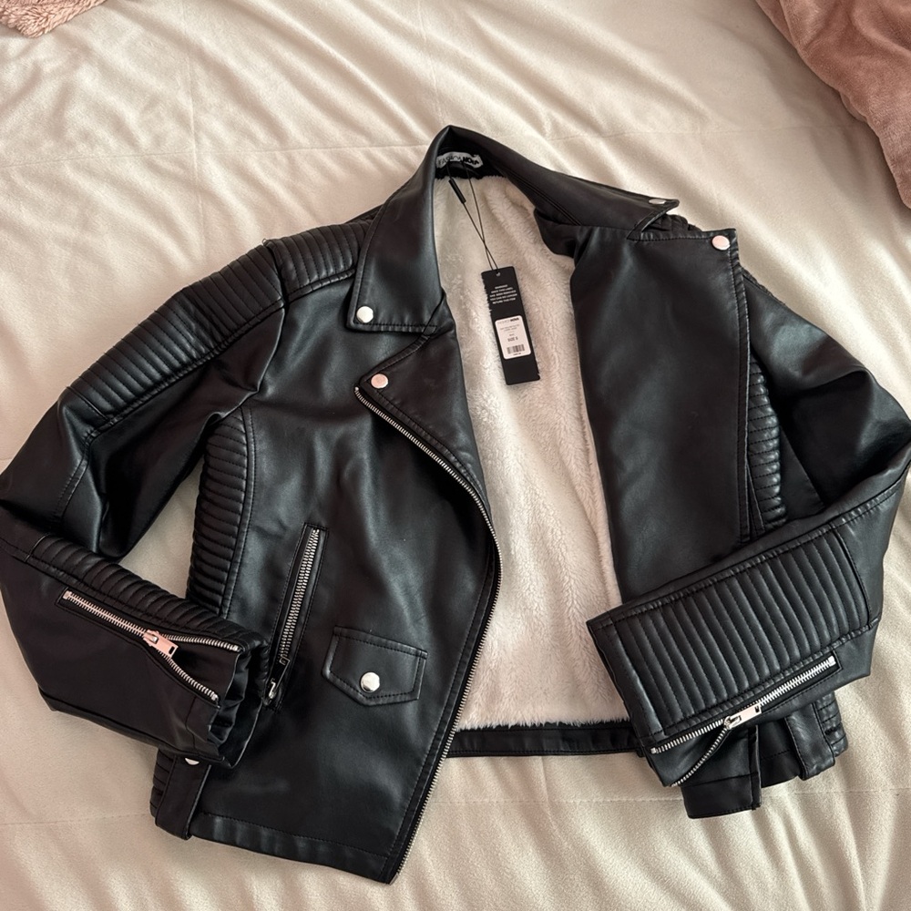 Faux black leather jacket